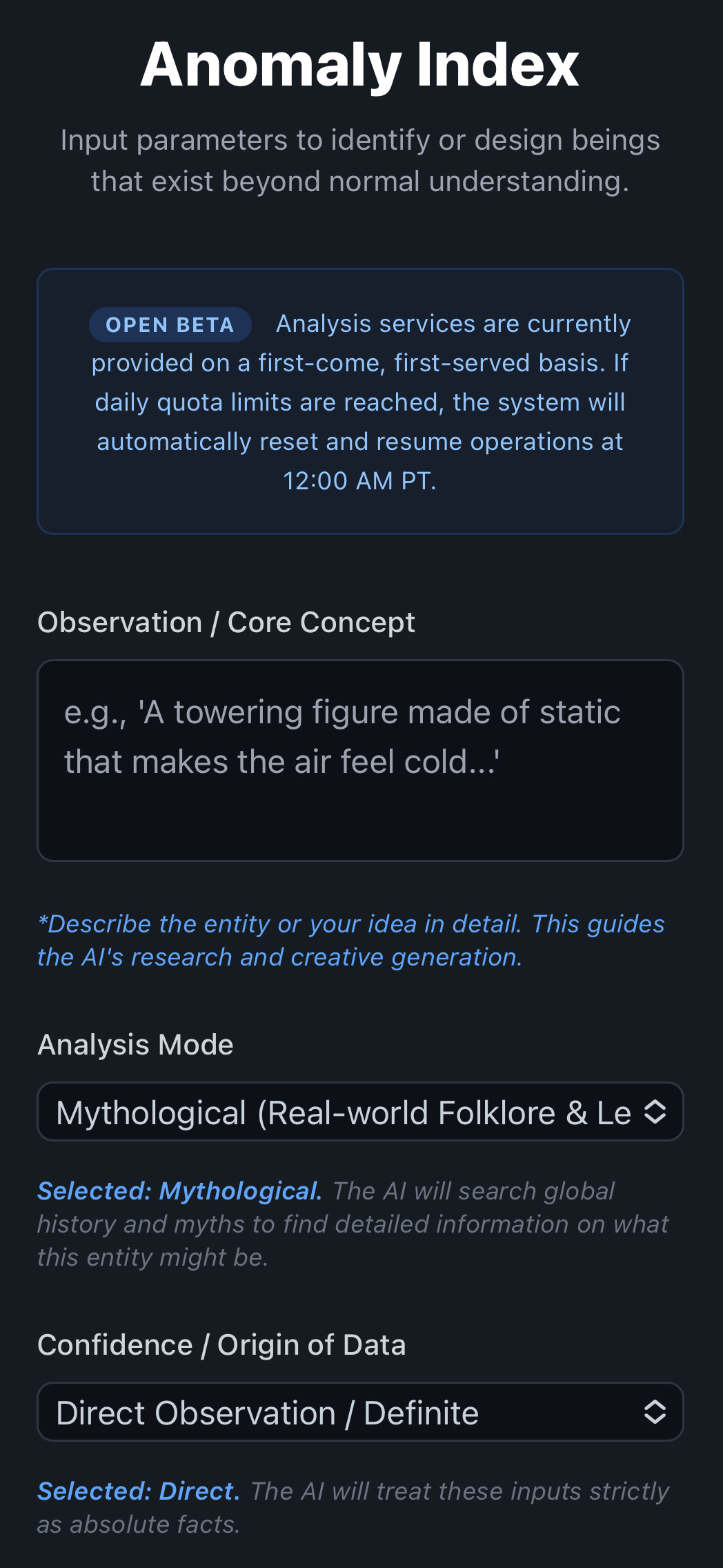 Anomaly Index Screenshot 1